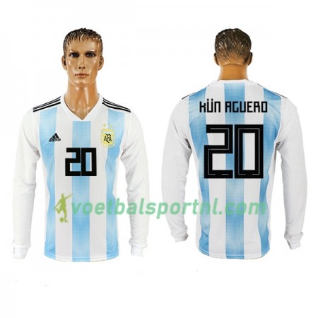 Argentinië Kun Aguero 20 Thuis Shirt WK voetbal 2018 L/S